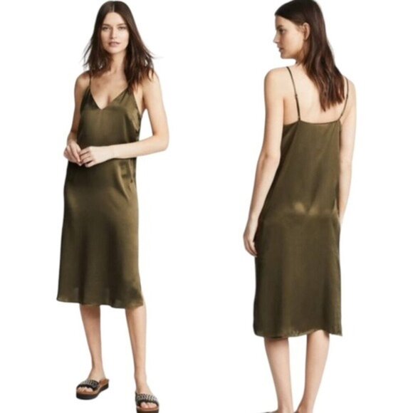 Anine Bing Dresses & Skirts - NWT Anine Bing Silk Gemma Slip Dress Olive Green Size XS